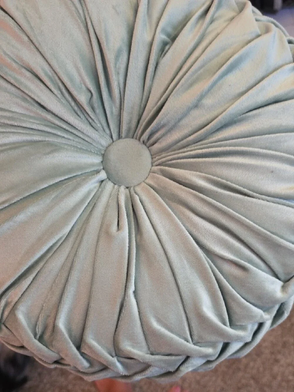 Round Tufted Decorative Pillow in Light Seafoam Green - Home Accents